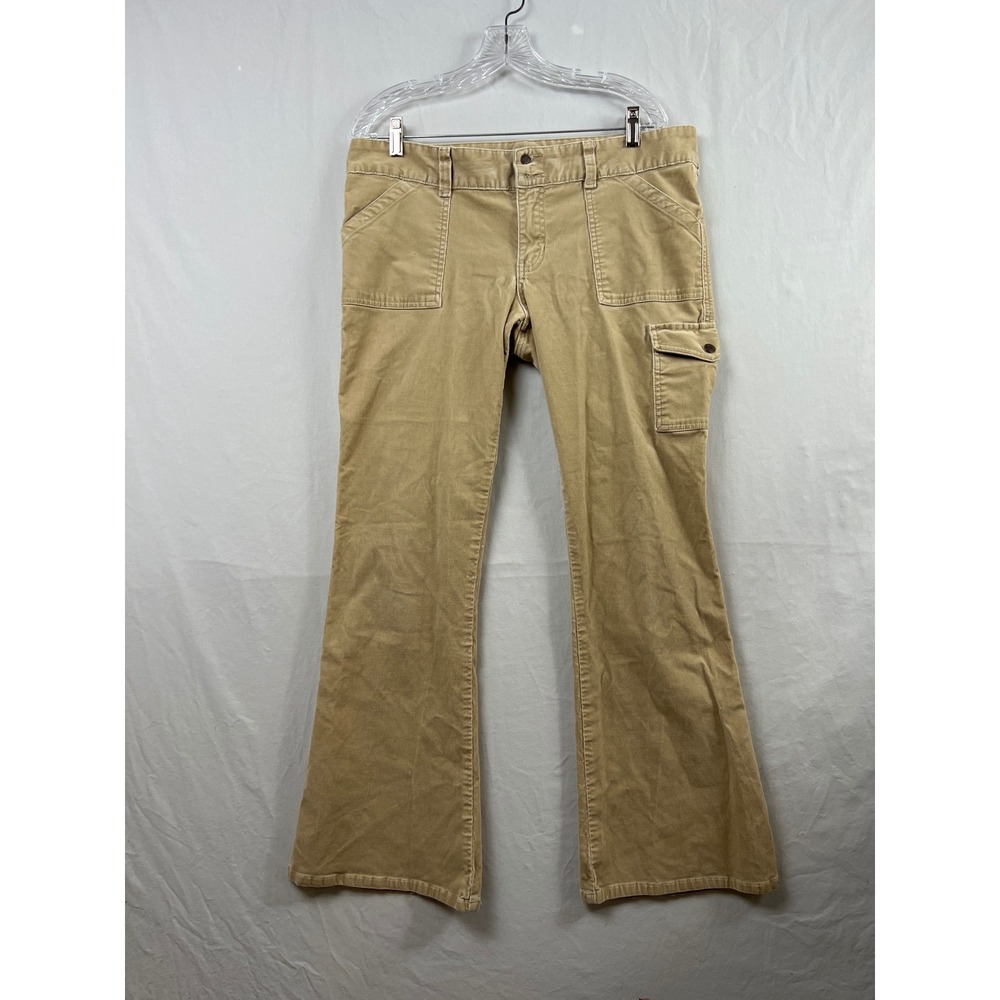 Abercrombie & Fitch Corduroy Pants Womens 12 Tan Utility Cargo Flare Stretch